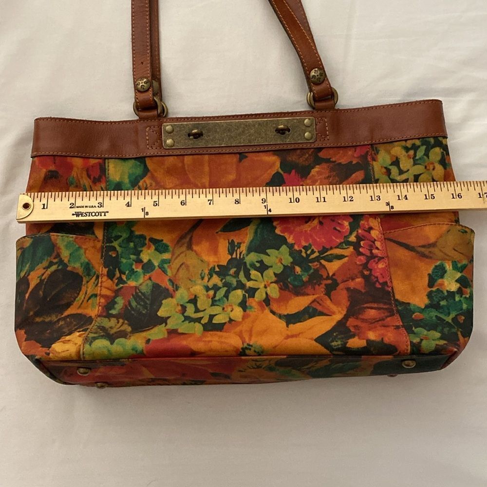PATRICIA NASH Double Turn Lock Closure Floral Tote Bag with Leather Trim - Picture 12 of 13